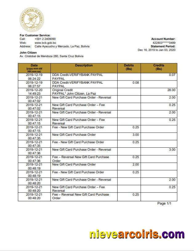Bolivia Banco Central de Bolivia